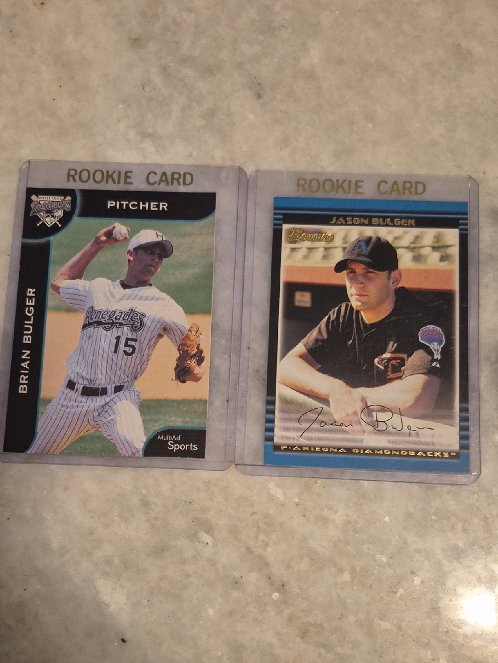 Pair of Rookie Baseball Cards - Brian Bulger & Jason Bulger - Blue, White
